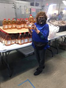 A woman volunteering