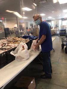 A man volunteering