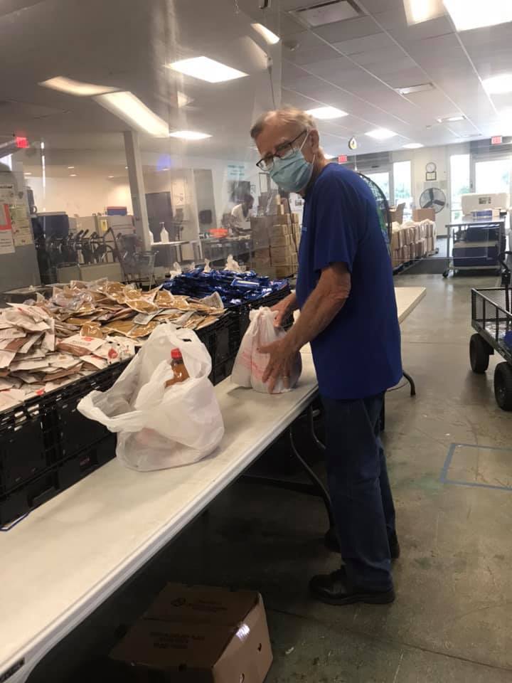A man volunteering