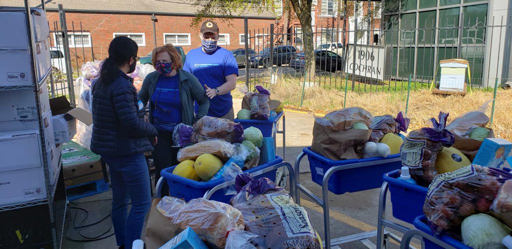 A group volunteering