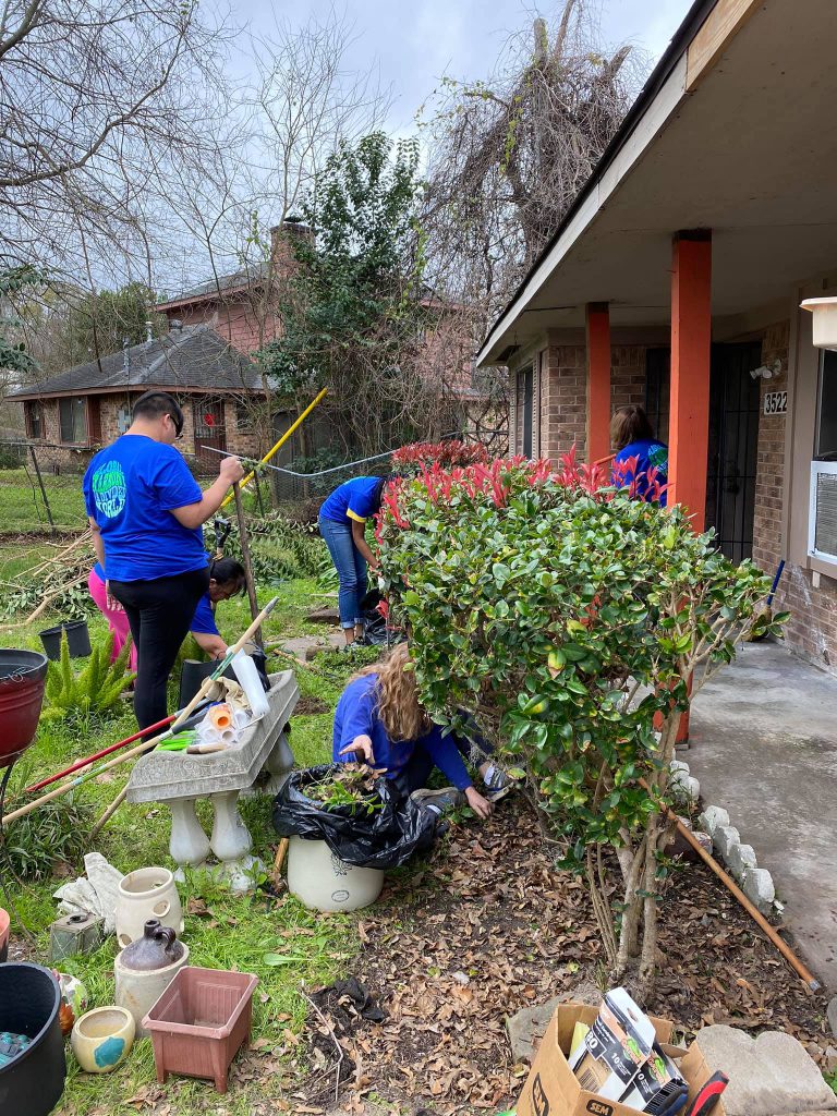 A group volunteering