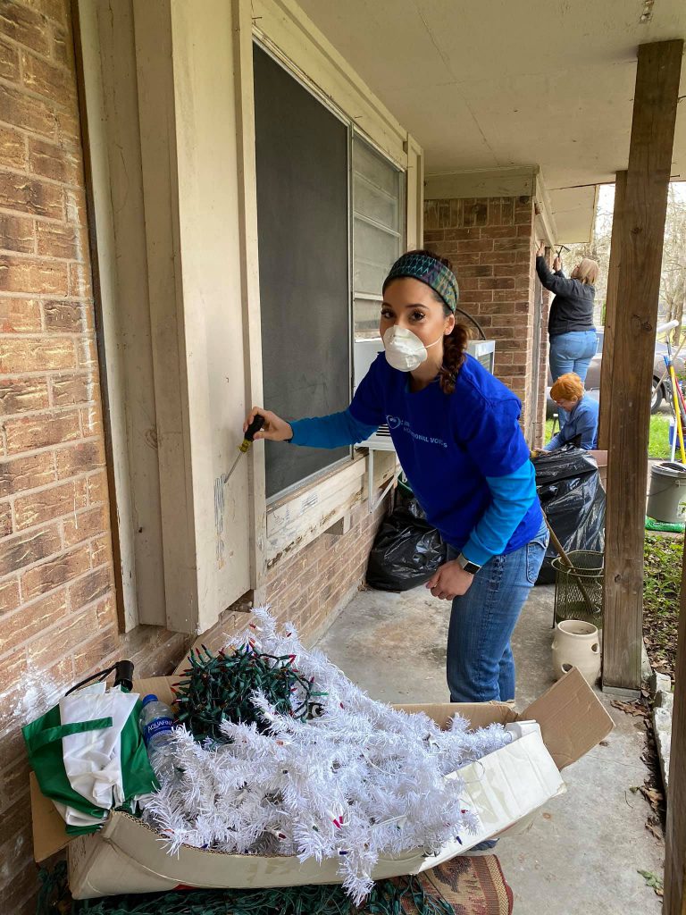 A group volunteering