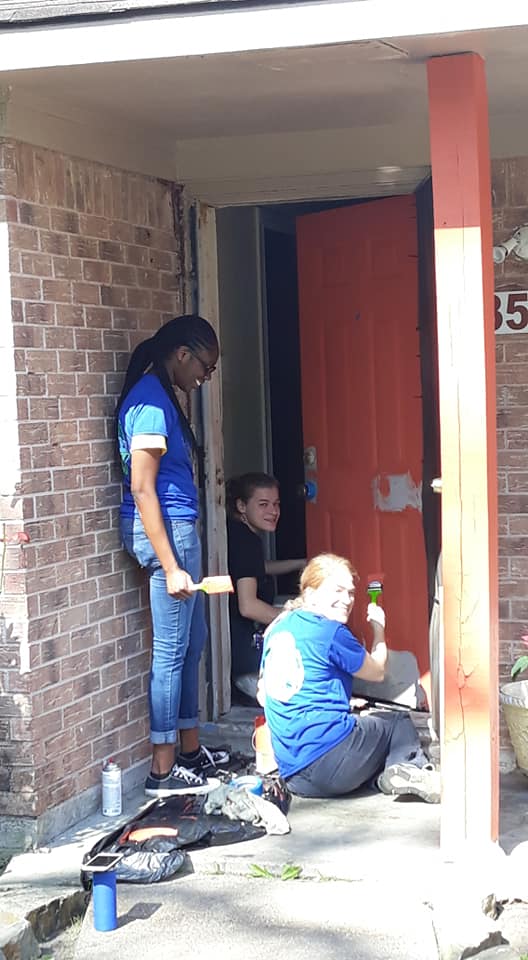 A group volunteering