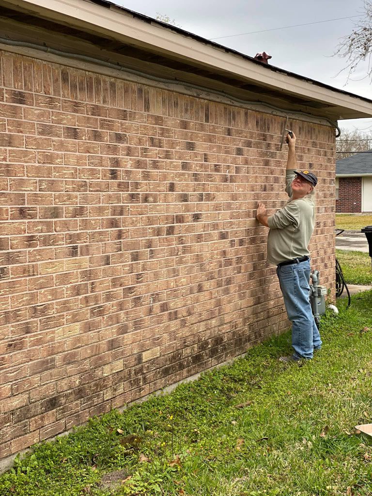 A man volunteering
