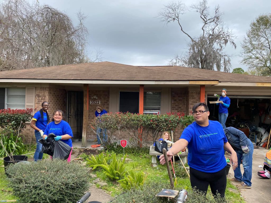 A group volunteering