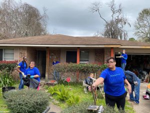 A group volunteering