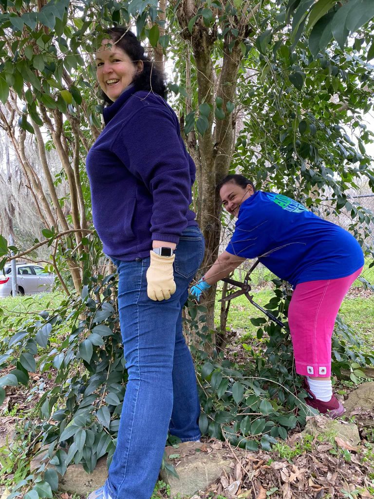 A group volunteering