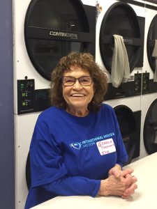 A woman volunteering