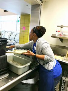A woman volunteering