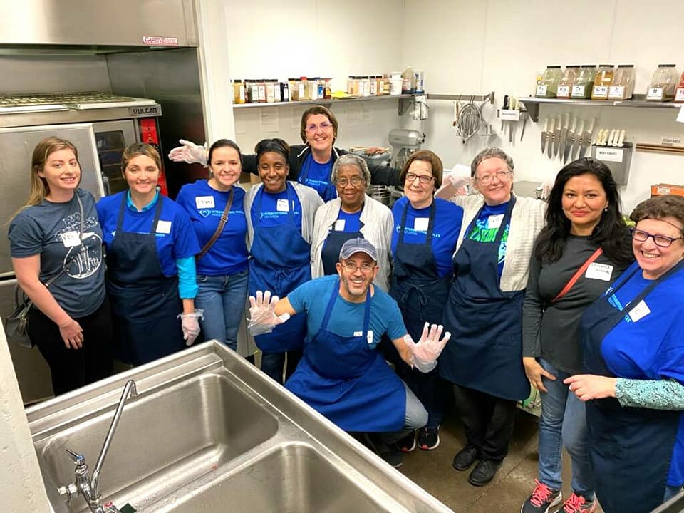 A group volunteering